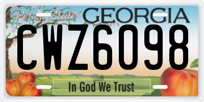 GA license plate CWZ6098
