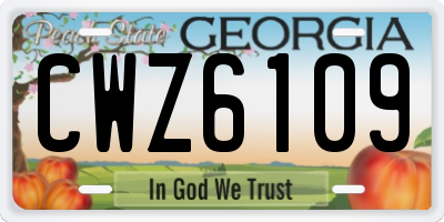 GA license plate CWZ6109