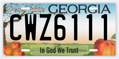 GA license plate CWZ6111