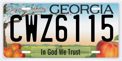GA license plate CWZ6115