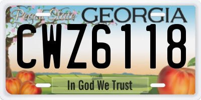 GA license plate CWZ6118