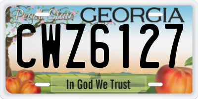 GA license plate CWZ6127