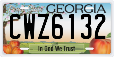 GA license plate CWZ6132