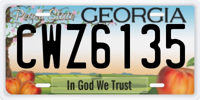 GA license plate CWZ6135