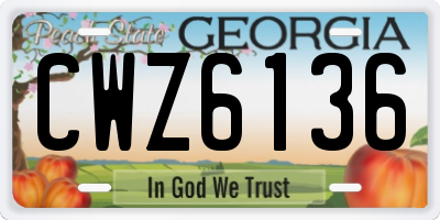 GA license plate CWZ6136