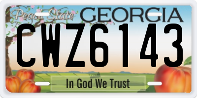 GA license plate CWZ6143