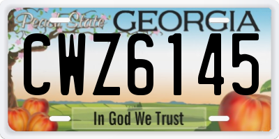 GA license plate CWZ6145