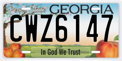 GA license plate CWZ6147