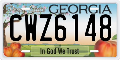GA license plate CWZ6148