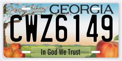 GA license plate CWZ6149