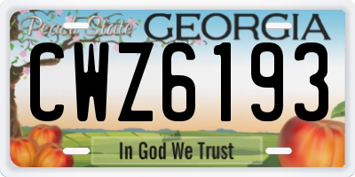 GA license plate CWZ6193