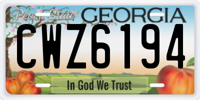 GA license plate CWZ6194