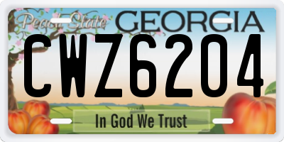 GA license plate CWZ6204