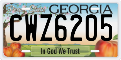 GA license plate CWZ6205
