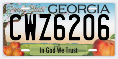 GA license plate CWZ6206