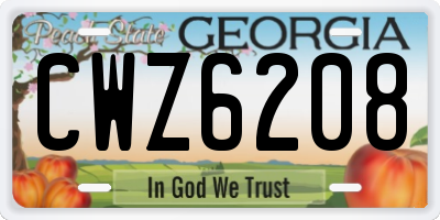 GA license plate CWZ6208