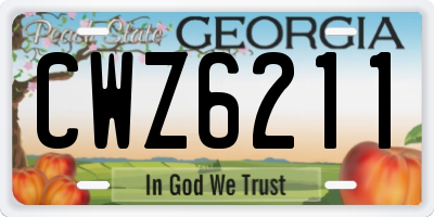 GA license plate CWZ6211