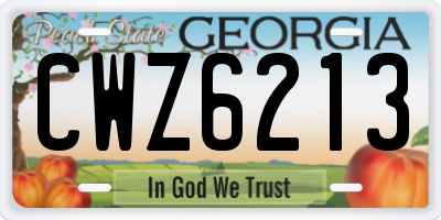 GA license plate CWZ6213
