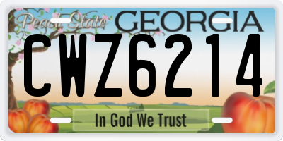 GA license plate CWZ6214