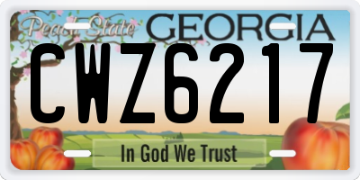 GA license plate CWZ6217