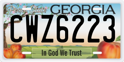 GA license plate CWZ6223