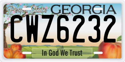 GA license plate CWZ6232