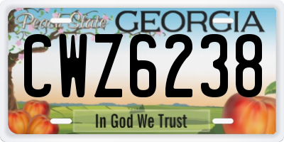 GA license plate CWZ6238
