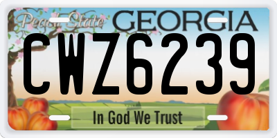 GA license plate CWZ6239