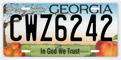GA license plate CWZ6242