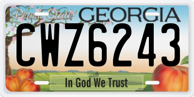 GA license plate CWZ6243