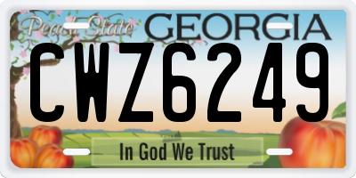 GA license plate CWZ6249
