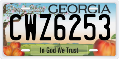 GA license plate CWZ6253