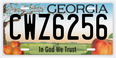 GA license plate CWZ6256