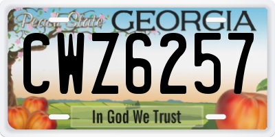 GA license plate CWZ6257