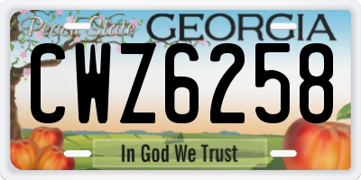 GA license plate CWZ6258