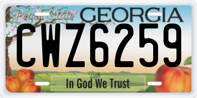 GA license plate CWZ6259