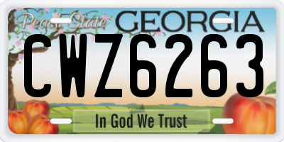 GA license plate CWZ6263