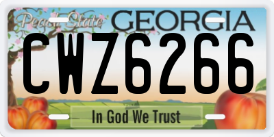GA license plate CWZ6266