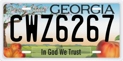 GA license plate CWZ6267