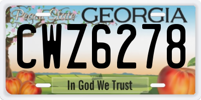 GA license plate CWZ6278