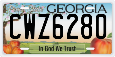 GA license plate CWZ6280