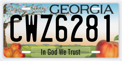 GA license plate CWZ6281