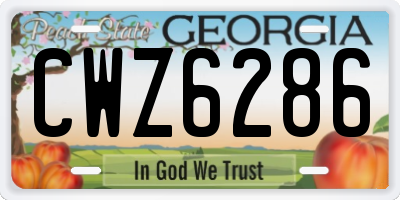 GA license plate CWZ6286
