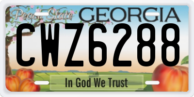 GA license plate CWZ6288