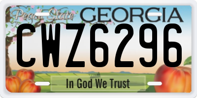 GA license plate CWZ6296