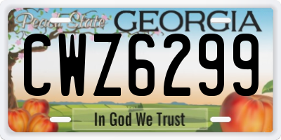 GA license plate CWZ6299