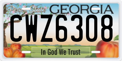 GA license plate CWZ6308