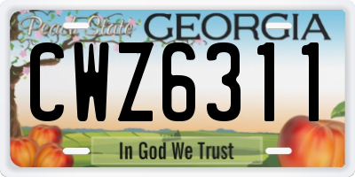 GA license plate CWZ6311