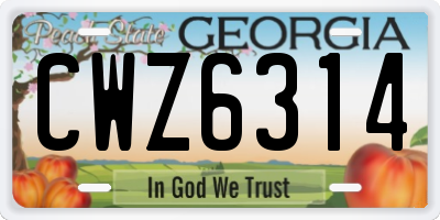 GA license plate CWZ6314