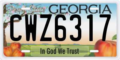 GA license plate CWZ6317